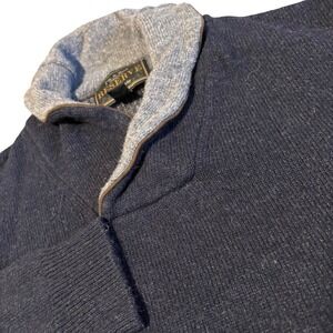 Jos. A. Bank Sweater Mens Fits L Navy Lambswool Blend Shawl Collar Pullover Knit